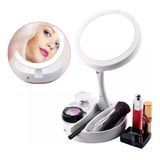 Espejo Doble Portable P/ Maquillaje Luz Led Tactil Usb X10