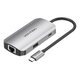 Hub Adaptador Usb C 5 En 1 A Usb 3.0 Y Rj45 0.15 Mts Vention