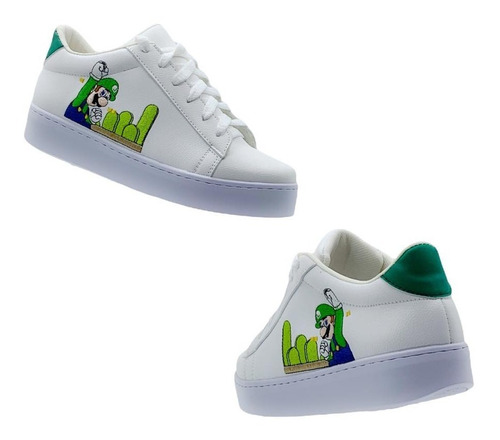 Tenis Para Niños Hombre Juvenil Bordado Luigi En Moda 