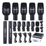Kit De 7 Microfones Para Bateria Takstar Dmsd7 + Estojo Top Cor Preto