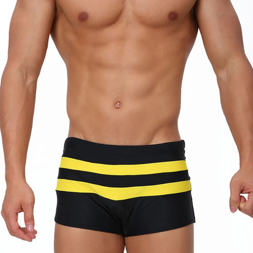 Traje De Baño Hombre Playa Short Colores Rayas Negro Linea