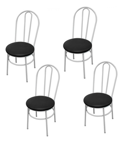 Kit 4 Cadeiras Milla Branco/preto Cozinha Em Aço Açomix