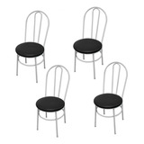 Kit 4 Cadeiras Milla Branco/preto Cozinha Em Aço Açomix