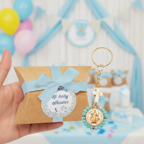 12 Recuerdos Para Eventos  Llavero San Benito Azul | MercadoLibre