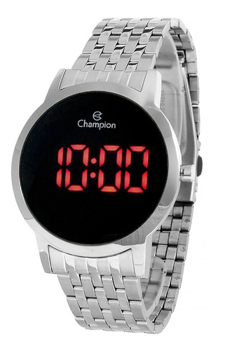 Relógio Champion Feminino Prata Digital Led Vermelho Oferta