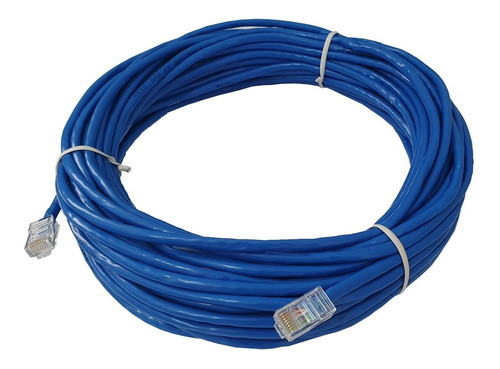 Cabo De Rede Azul Cat5e 30 Metros Crimpado Rj45 Testado