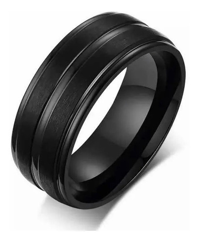 Anillo De Acero Negro Hombre Simil Titanio - Acero 316 L