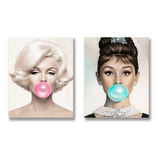 Set Cuadros Marilyn Monroe Y Audrey Hepburn Bubble Gum Chicl