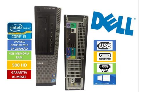 Cpu Dell Optiplex 7010 I3 3ºg 4gb Memória 500hd C/windows 10