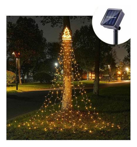 Luz Cortina Solar Árbol De Navidad Con Arbol En Punta 