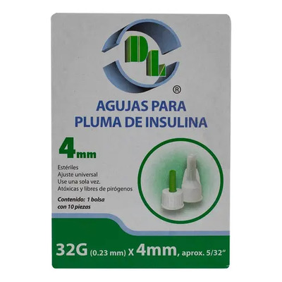 Agujas Para Pluma De Insulina 32gx4mm 10pzas Capacidad en volumen 4 mL | Meses sin interés