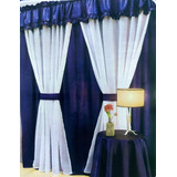 Cortinas De Raso Con Voile, Faldon, Volados Y Agarradera