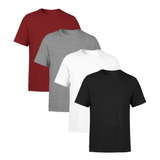 Kit 4 Camisetas  Masculina Lisa Premium 100% Algodão