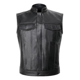 W Calidad Chamarra De Piel Biker, Chaleco Motero Para Hombre