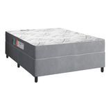 Cama Box Casal Colchão Espuma Egito 138x57cm Cinza Branco Cor Cinza/branco