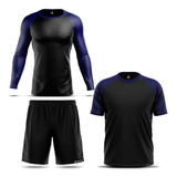 Kit 2 Camisetas Térmica Segunda Pele + Shorts Treino Corrida