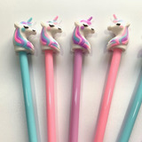 Set De 12 Lapiceras Con Tapa Unicornio Ideal Para Souvenir