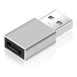 Adaptador Tipo C Hembra A Usb 3.0 Macho Otg 10 Gbps Metalizado Color Plateado