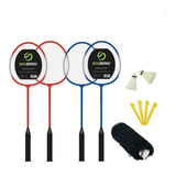 Set Badminton 4 Raquetas + 2 Plumas + Red+ Bolso Sixzero 