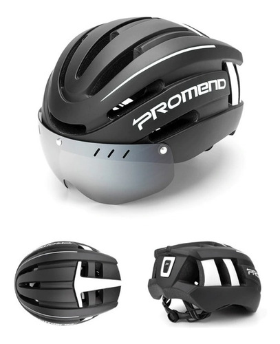 Casco Ciclismo Luz Led Trasera Visor Magnético Promend Obseq