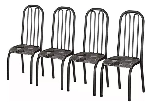 Jogo Conjunto 4 Cadeiras Jantar Aço Almofadada Metal Cozinha