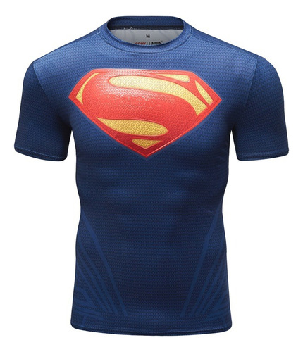 Playera Compresión Gym Superman Man Of Steel Manga Corta