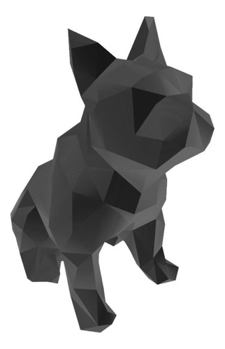 Bulldog Francês Sentado Pet Low Poly Geométrico Decoração 3d