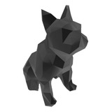 Bulldog Francês Sentado Pet Low Poly Geométrico Decoração 3d