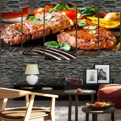 Quadros De Parede 128x60 Bife Grelha Churrasco  N3