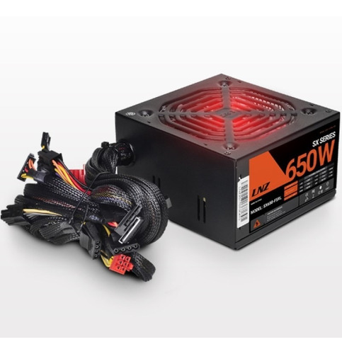 Fuente Pc Gamer Lnz 650w Xt650-ps Cooler 120mm Led Rojo Psu