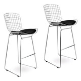 2 Banqueta Comedor Cocina Cromada Bertoia Industrial Moderna