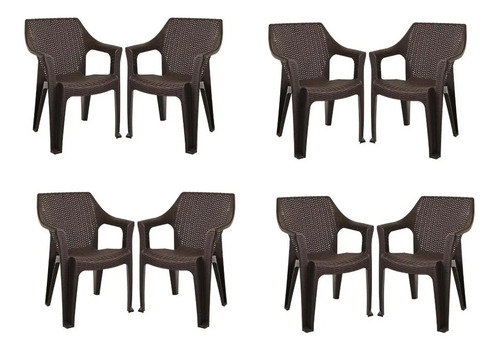 Set 8 Sillas Ratan Jardin Negocio Interior Exterior Sin Mesa