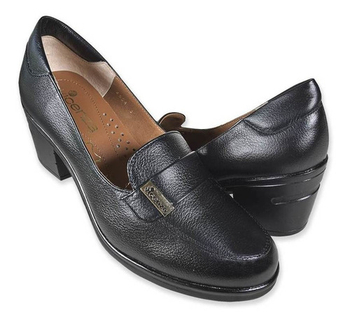 Zapato Dama Vicenza 4504 Piel Bovino Negro Tacón 22 Al 26