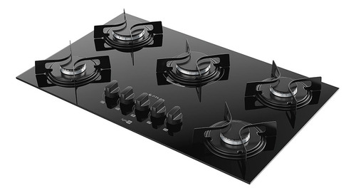 Cooktop 5 Bocas Preto Com Mesa Vidro Atlas Agile Up Bivolt