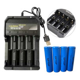 Cargador Baterías 18650 Universal 2000mah 4.2v + 4 Baterias