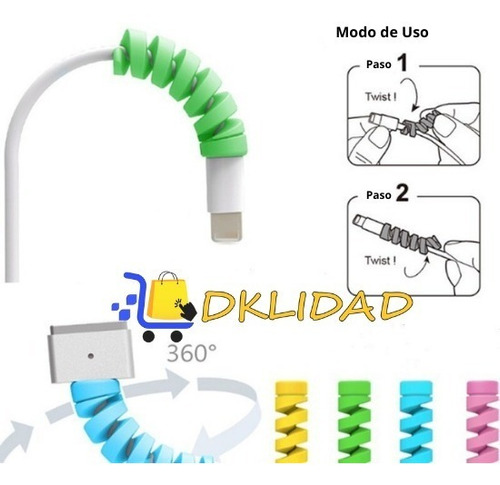 Protector Cable Espiral Silicona Usb Genérico X 8 Unidades