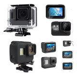 Kit Gopro Hero 7 Black Case Estanque Película Capa Silicone