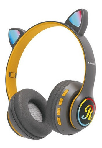Auriculares Inalámbricos Infantiles Suono 66suom-pk - Bluetooth Orejas De Gato - Color Gris