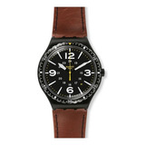 Reloj Swatch Special Unit Ywb402c Hombre Acero Cuero Marron