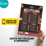 Menu Cardápio Restaurante Edite E Imprima Fácil - Mod: 029