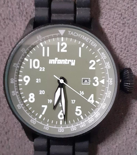 Relógio Infantry Original - Fundo Verde - Pulseira De Couro