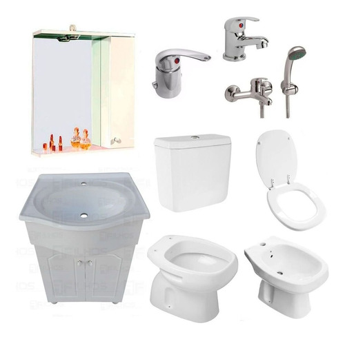 Combo Baño Completo Griferias Inodoro Vanitory C123 P