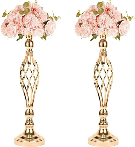 2 Jarrones Candelabro Dorados Para Bodas Y Fiestas