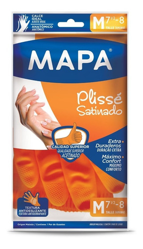 Guantes Mapa Plisse Naranja Latex Original Todos Los Talles