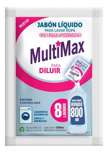 Jabon Liquido Para Ropa Para Diluir Multimax 200ml