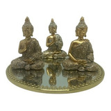 Conjunto C/3 Budas Monges Hindu Namastê Tailandês + Bandeja