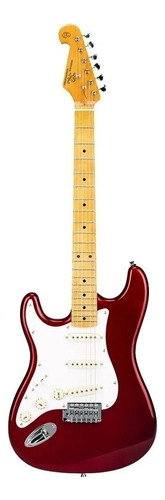 Guitarra Eléctrica Para Zurdo Sx Vintage Series Fst-57 Stratocaster De Tilo 2000 Candy Apple Red Brillante Con Diapasón De Arce