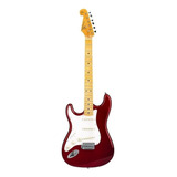 Guitarra Eléctrica Para Zurdo Sx Vintage Series Fst-57 Stratocaster De Tilo 2000 Candy Apple Red Brillante Con Diapasón De Arce