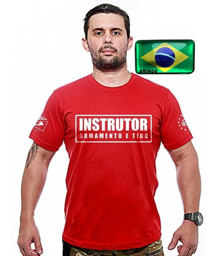 Camiseta Tática Militar Vermelha Instrutor De Tiro Teamsix