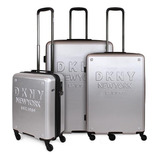 Set 3 Maletas Donna Karan New Yorker S+m+l Gris Dkny